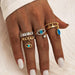 Vintage Crystal Star Crescent Knuckle Ring Set - Kirijewels.com