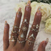 Vintage Crystal Star Crescent Knuckle Ring Set - Kirijewels.com