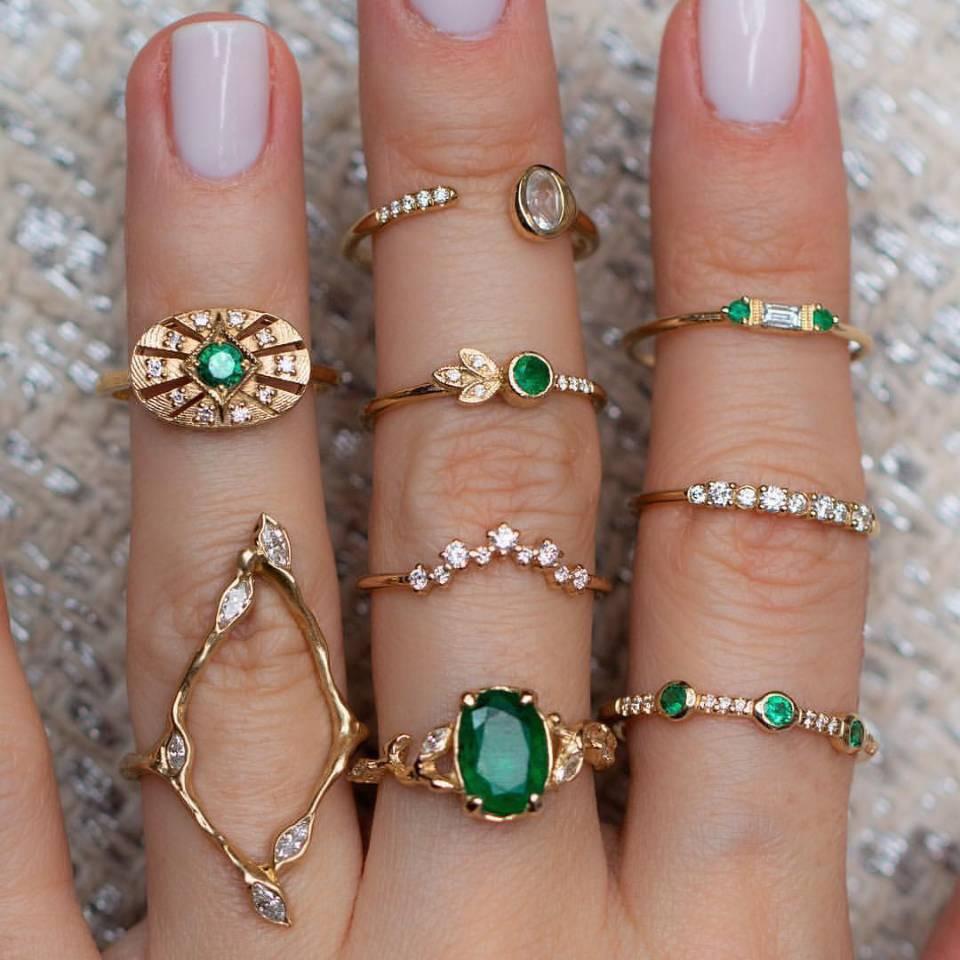 Vintage Crystal Star Crescent Knuckle Ring Set - Kirijewels.com