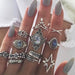 Vintage Crystal Star Crescent Knuckle Ring Set - Kirijewels.com