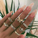 Vintage Crystal Star Crescent Knuckle Ring Set - Kirijewels.com