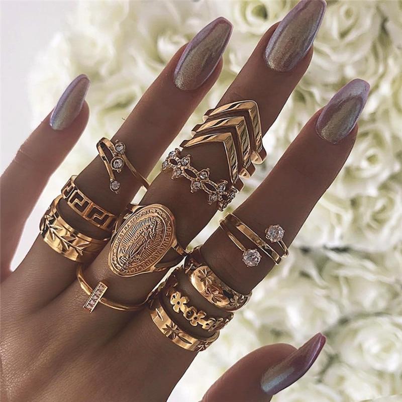 Vintage Crystal Star Crescent Knuckle Ring Set - Kirijewels.com