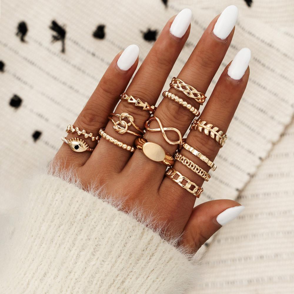 Vintage Crystal Star Crescent Knuckle Ring Set - Kirijewels.com