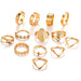 Vintage Crystal Star Crescent Knuckle Ring Set - Kirijewels.com
