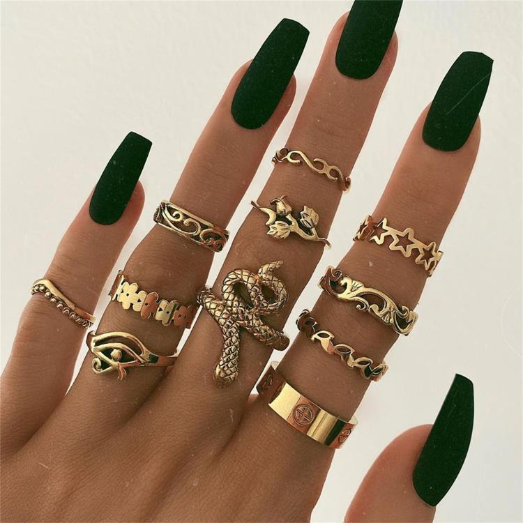 Vintage Crystal Star Crescent Knuckle Ring Set - Kirijewels.com