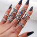 Vintage Crystal Star Crescent Knuckle Ring Set - Kirijewels.com