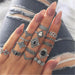 Vintage Crystal Star Crescent Knuckle Ring Set - Kirijewels.com