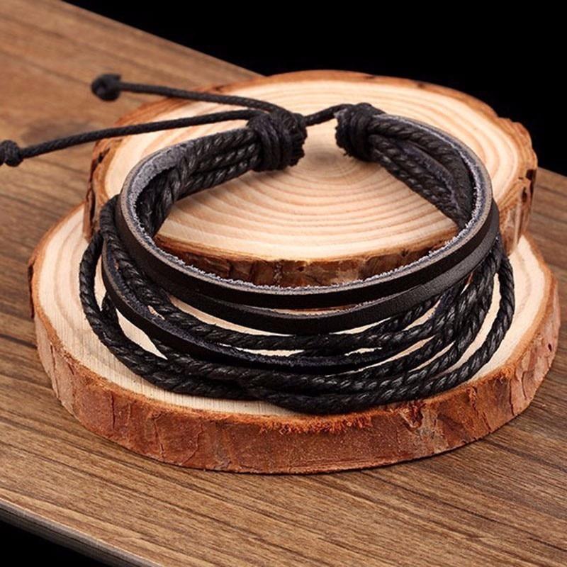 Multi-Layer Leather Braided Rope Chain Bracelet - Kirijewels.com