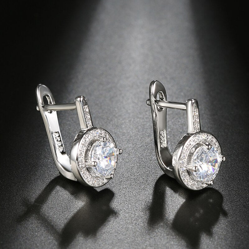 Diana Round Cubic Zirconia Wedding Stud Earrings