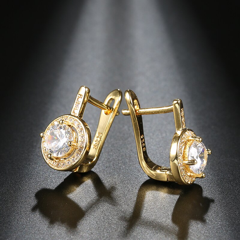 Diana Round Cubic Zirconia Wedding Stud Earrings