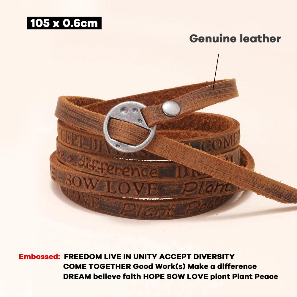 Vintage Bohemian Multilayer Genuine Leather Bracelet