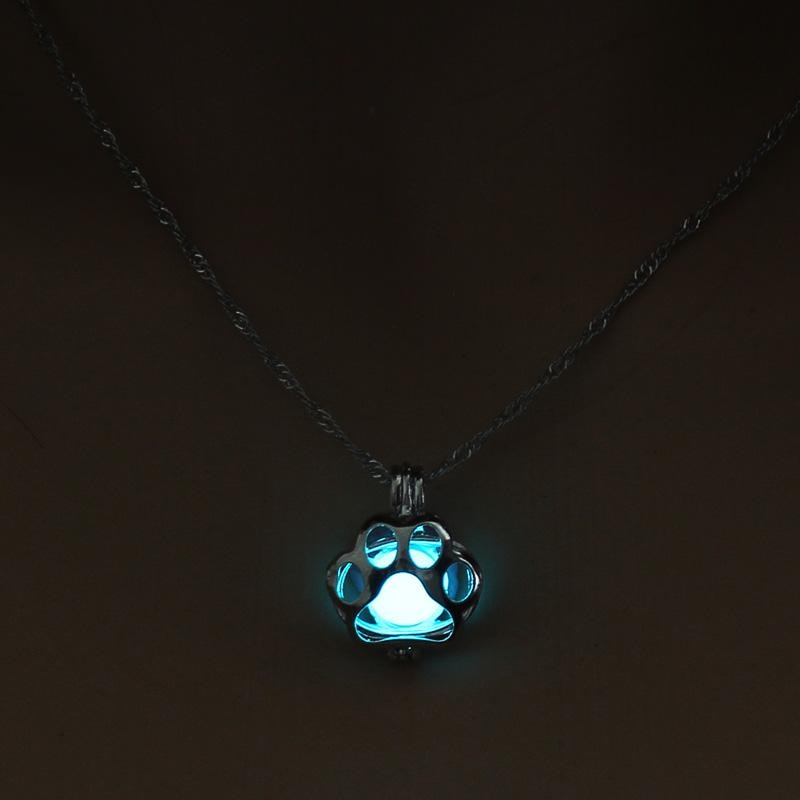 Glow In The Dark Puppy Paw Chain Necklace-Pendant Necklaces-Kirijewels.com-white-Kirijewels.com