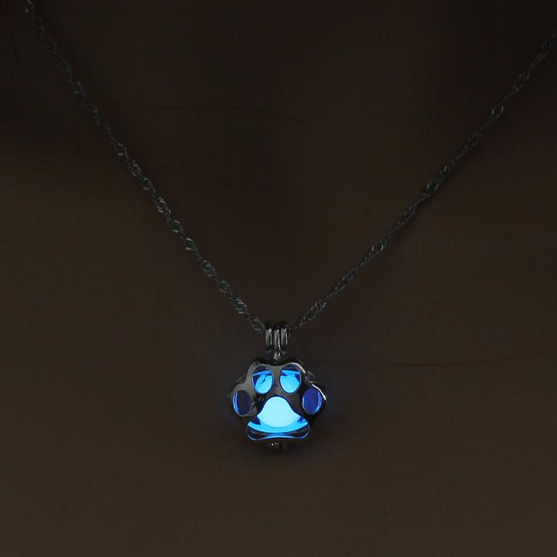 Glow In The Dark Puppy Paw Chain Necklace-Pendant Necklaces-Kirijewels.com-blue-Kirijewels.com