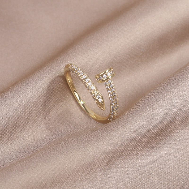 Exquisite 14K Gold Plated AAA Zircon Adjustable Wedding Ring