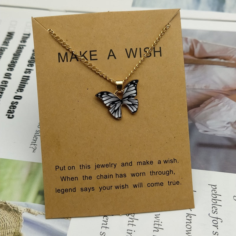Wish Butterfly Pendant Necklace —