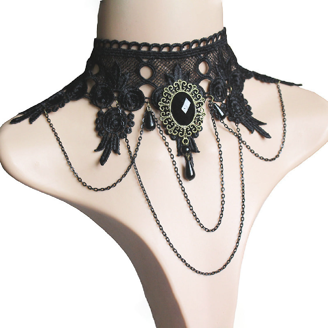 Gothic Velvet Lace Rope Chain Necklace