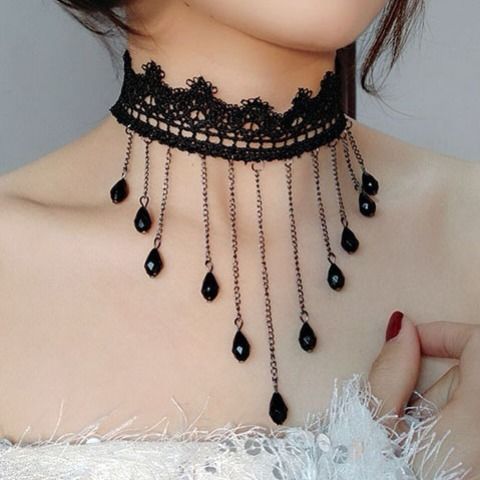 Korean Fashion Velvet Choker Necklace for Women Vintage Sexy Lace Necklace  with Pendants Gothic Girl Neck Jewelry Accessories