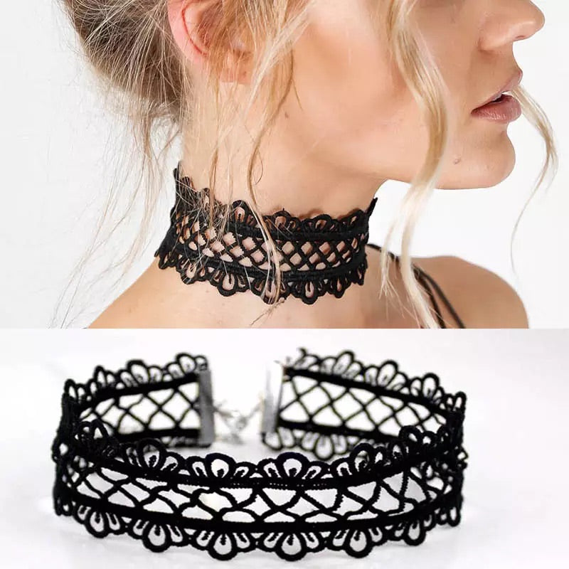 Gothic Velvet Lace Rope Chain Necklace