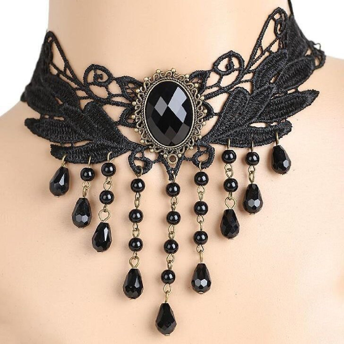 Gothic Velvet Lace Rope Chain Necklace