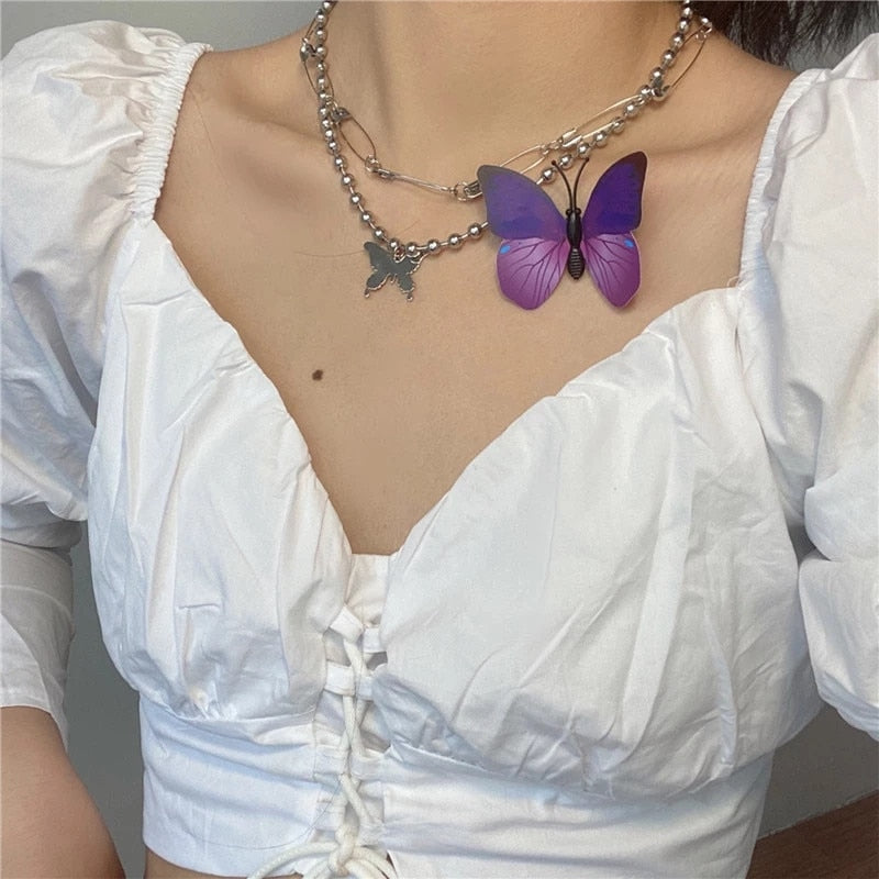 Stainless Steel Clavicle Butterfly Chain Necklace