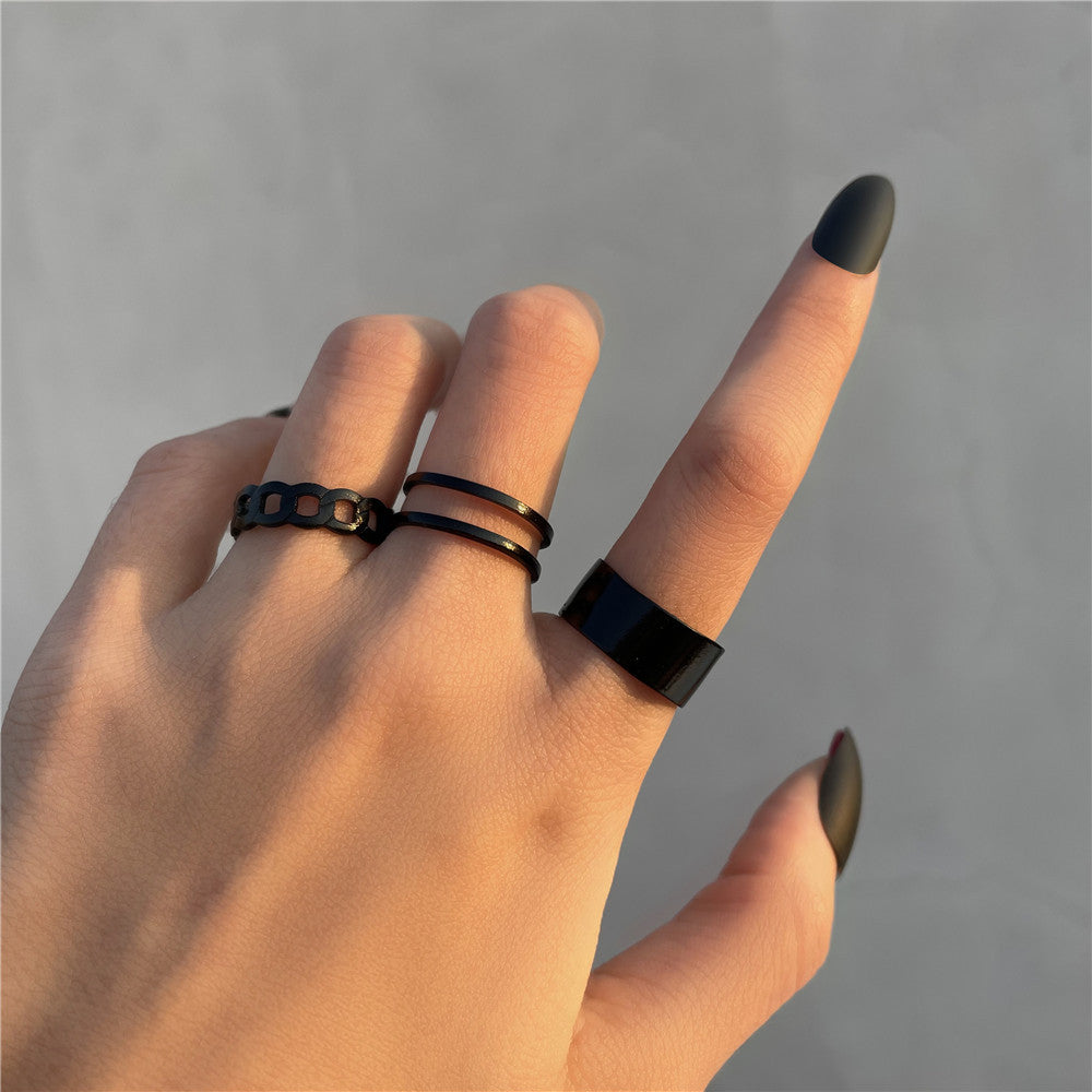 7pcs Fashion Jewelry Rings Set Hot Selling Metal Hollow Round
