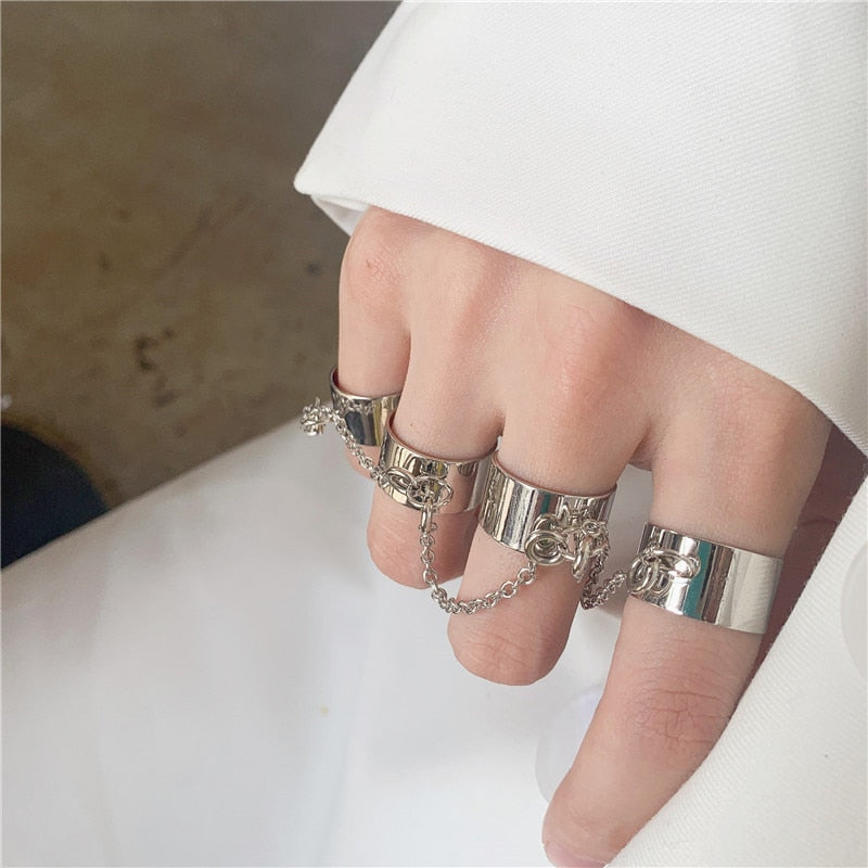 Samantha Knuckle Multi-layer Adjustable Chain Ring Set
