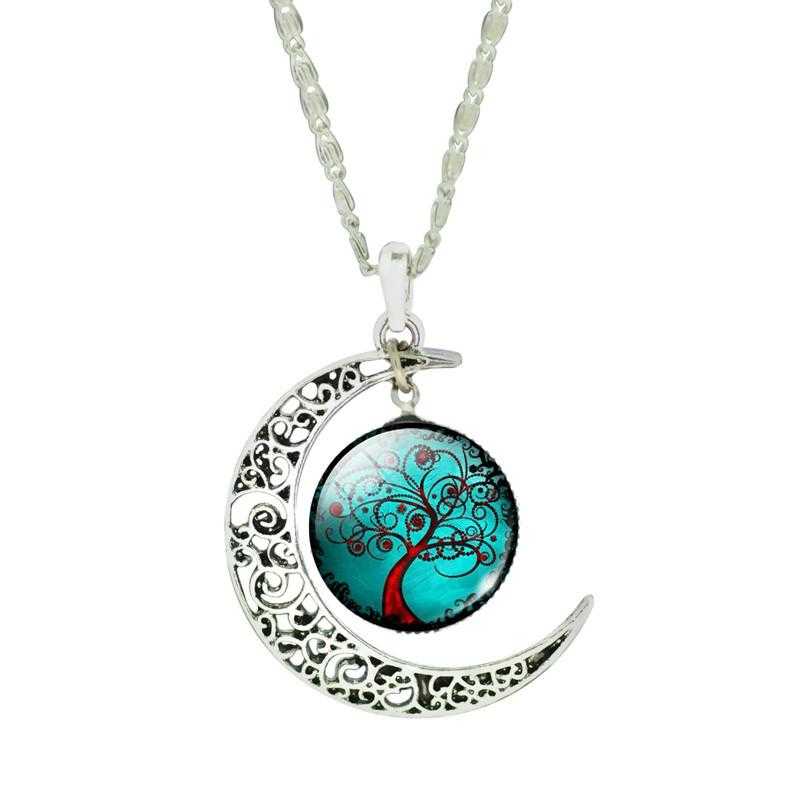 Moon Tree Pendant Necklace-Necklace-Kirijewels.com-Brown & Green-Kirijewels.com