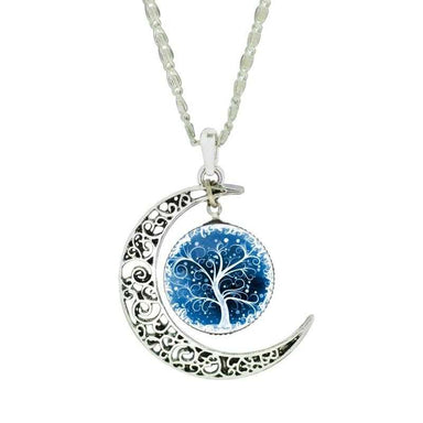 Moon Tree Pendant Necklace-Necklace-Kirijewels.com-White & Blue-Kirijewels.com
