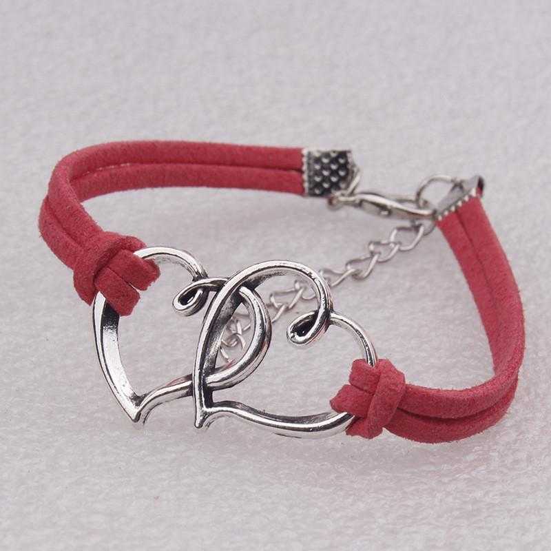 Two Hearts Elastic Handmade Bracelet-Bracelet-Kirijewels.com-Melon Red-Kirijewels.com