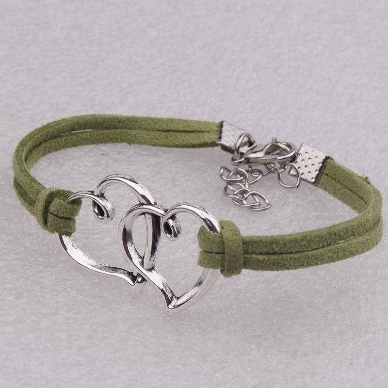 Two Hearts Elastic Handmade Bracelet-Bracelet-Kirijewels.com-Green-Kirijewels.com