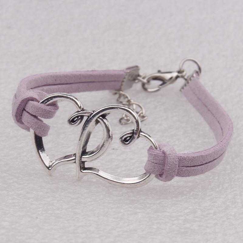 Two Hearts Elastic Handmade Bracelet-Bracelet-Kirijewels.com-Light Purple-Kirijewels.com