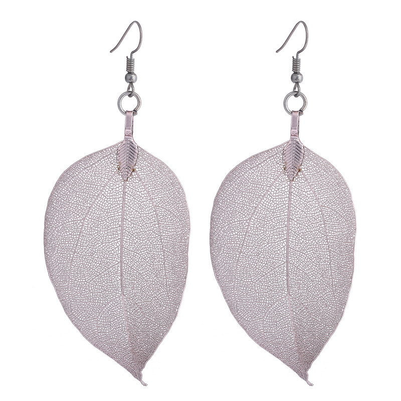 Natural Real Leaf Earrings-Drop Earrings-Kirijewels.com-Light Purple-Kirijewels.com