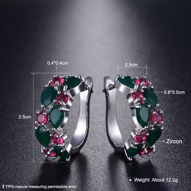 LOWAY Flower Cubic Zirconia Earrings-Stud Earrings-Kirijewels.com-White Pink Green-Kirijewels.com