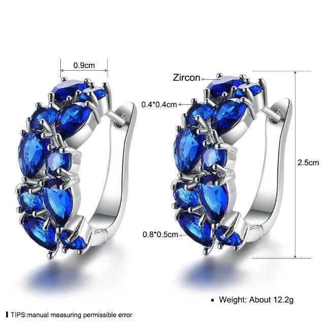 LOWAY Flower Cubic Zirconia Earrings-Stud Earrings-Kirijewels.com-White Blue-Kirijewels.com
