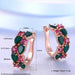 LOWAY Flower Cubic Zirconia Earrings-Stud Earrings-Kirijewels.com-Rose Pink Green-Kirijewels.com