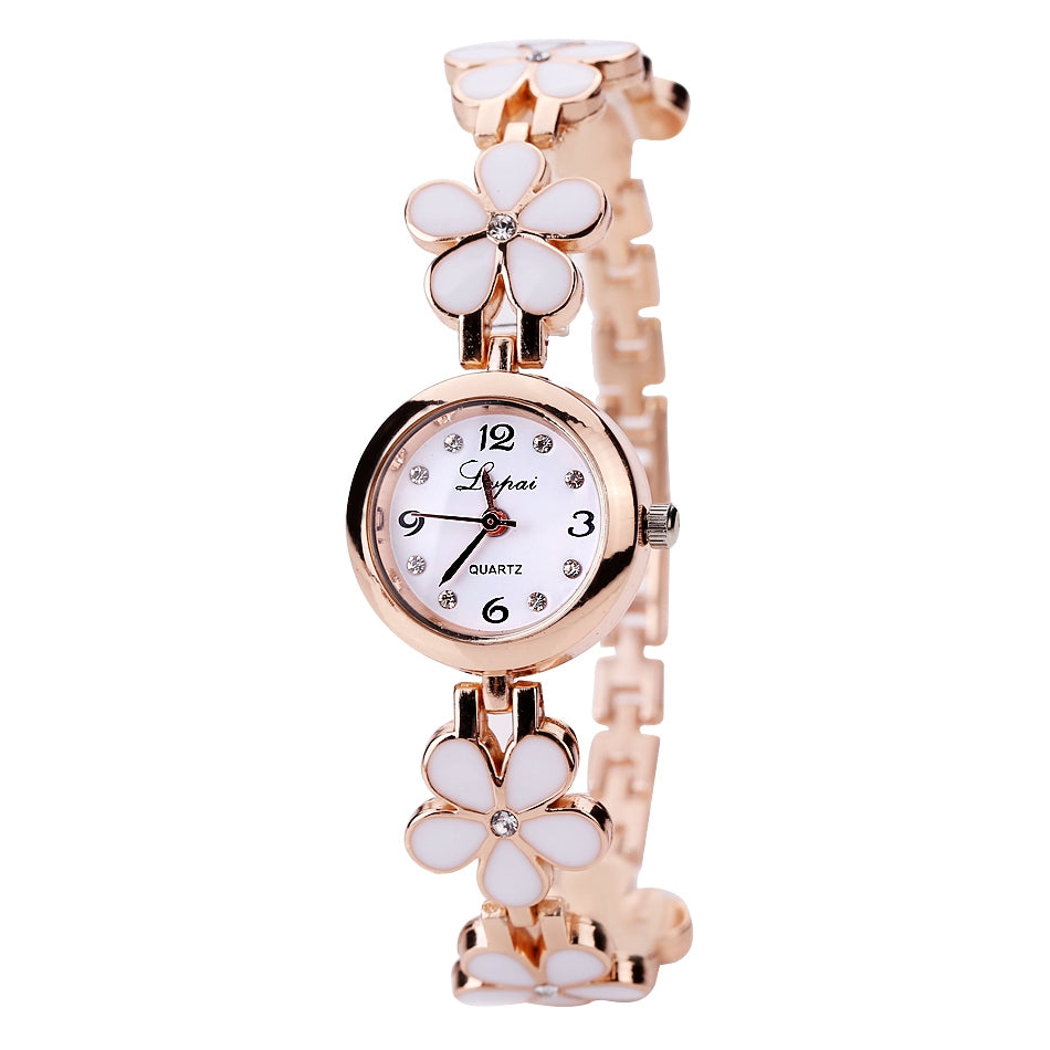 Gold Rhinestone Classic Daisy Flower Watch