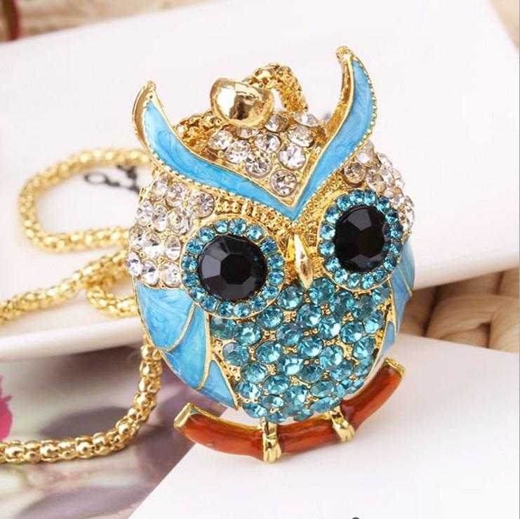 Free Diamond Owl Necklace-Necklace-Kirijewels.com-Blue-Kirijewels.com