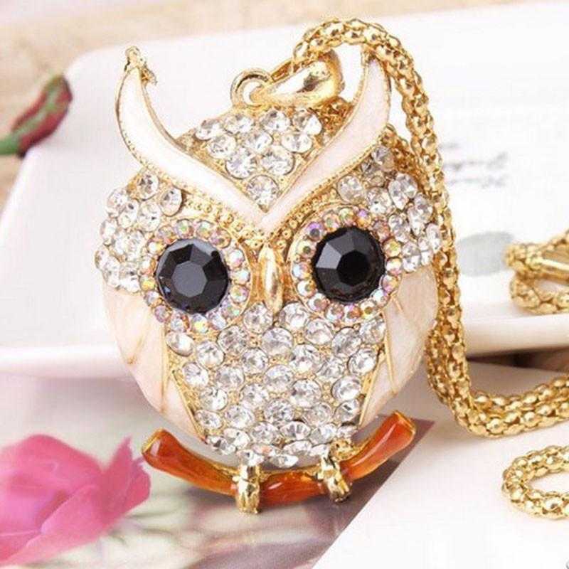 Diamond Owl Necklace-Necklace-Kirijewels.com-White-Kirijewels.com