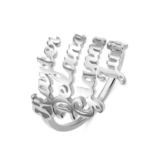 Personalized Adjustable Double Name Ring
