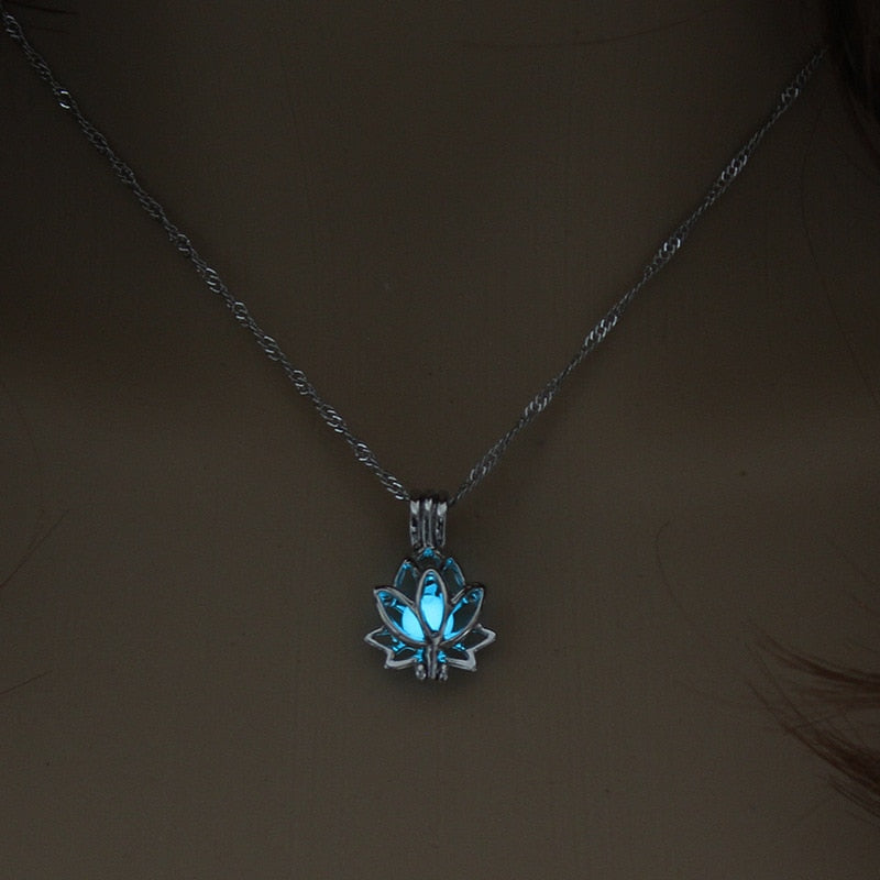 Glowing In The Dark Lotus Flower Necklace