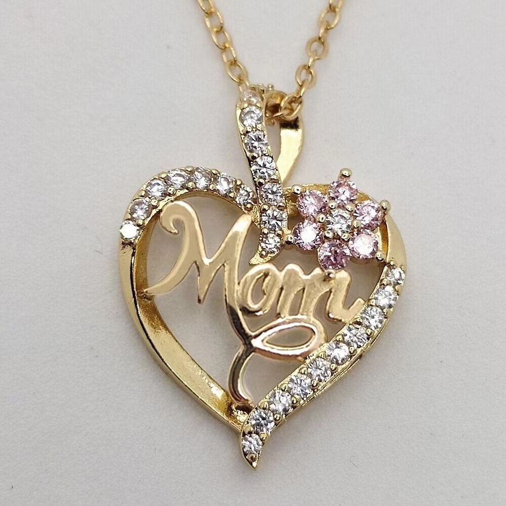 Diamond Crystal Zircon Heart Mother Necklace