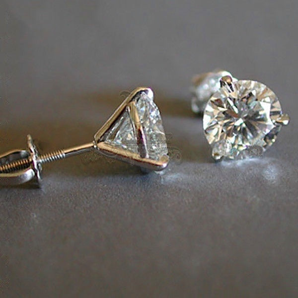 Layla Lab Diamond Real 925 Sterling Silver Stud Earrings