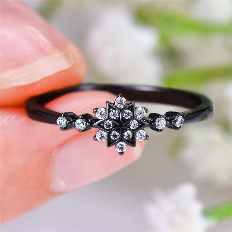 Promise 100% Real 925 Sterling Silver Snowflake Ring
