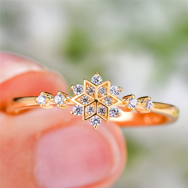 Promise 100% Real 925 Sterling Silver Snowflake Ring