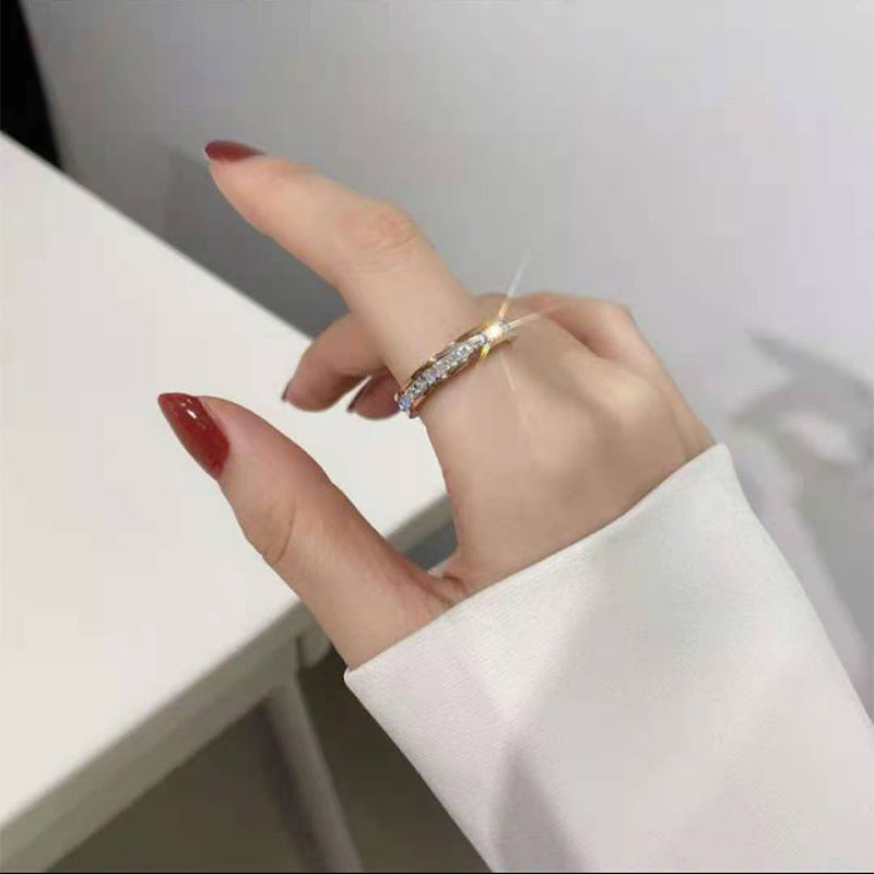 Double Row Square Stainless Steel Wedding Ring