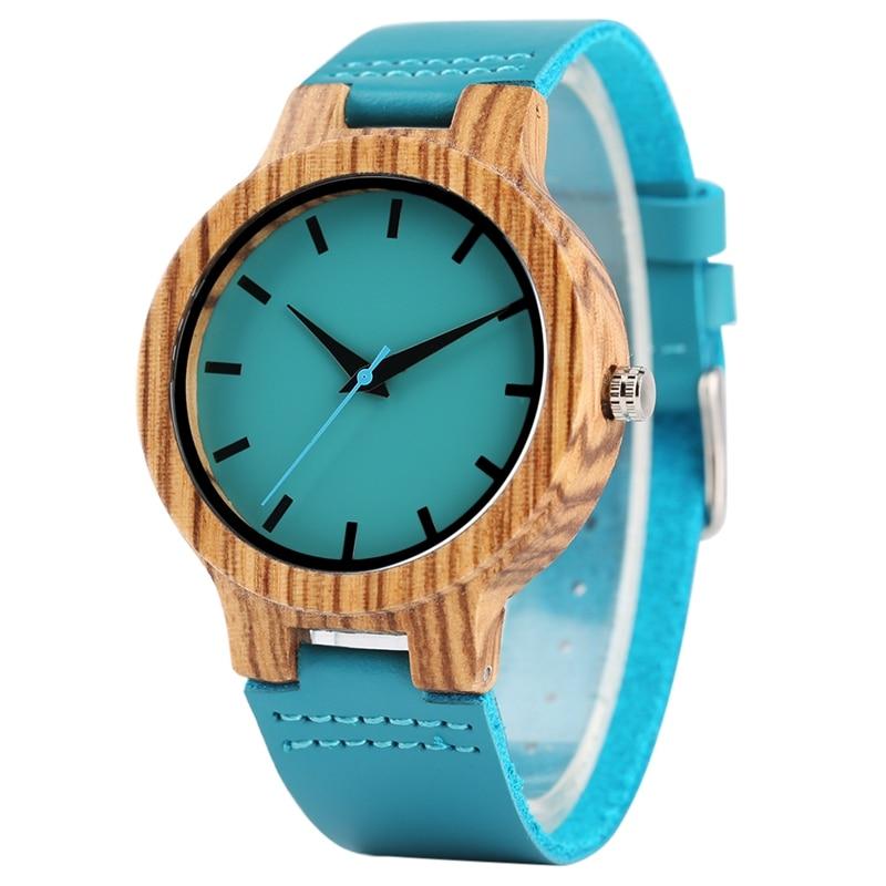Luxury Royal Blue Bamboo Wrist Watch - Kirijewels.com