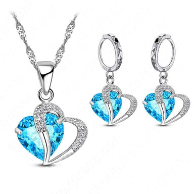 Lady's Heart 925 Sterling Silver Cubic Zirconia Jewelry Set - Kirijewels.com