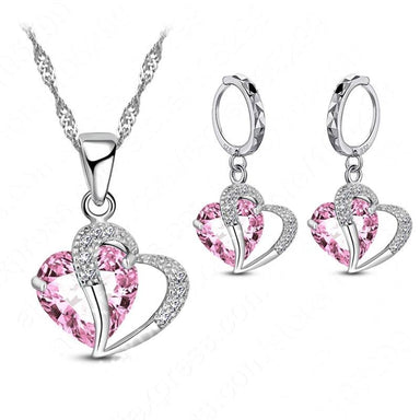 Lady's Heart 925 Sterling Silver Cubic Zirconia Jewelry Set - Kirijewels.com
