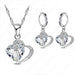 Lady's Heart 925 Sterling Silver Cubic Zirconia Jewelry Set - Kirijewels.com