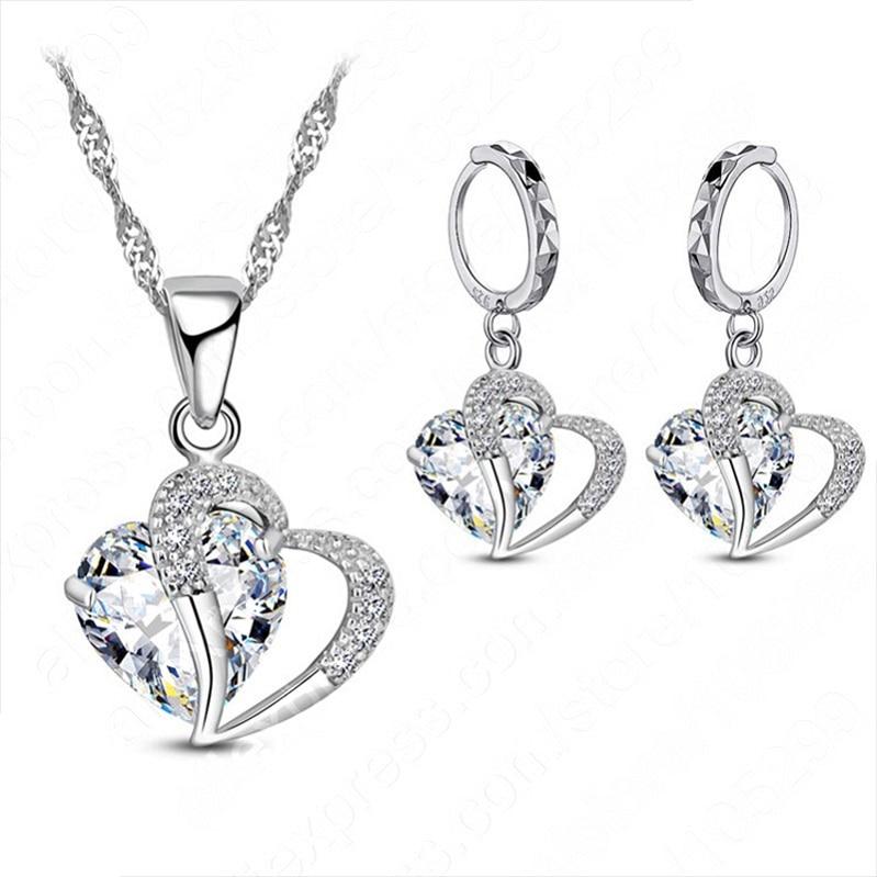 Lady's Heart 925 Sterling Silver Cubic Zirconia Jewelry Set - Kirijewels.com